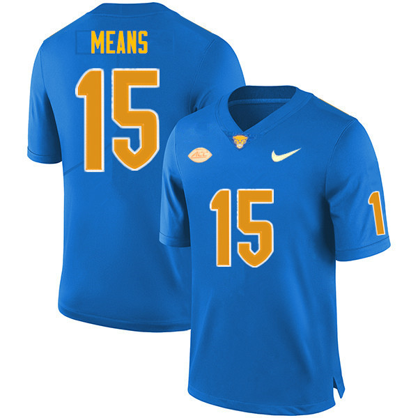 Men #15 Bub Means Pitt Panthers College Football Jerseys Sale-Royal